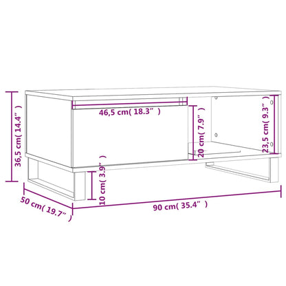 vidaXL Table basse chêne fumé 90x50x36,5 cm bois d'ingénierie