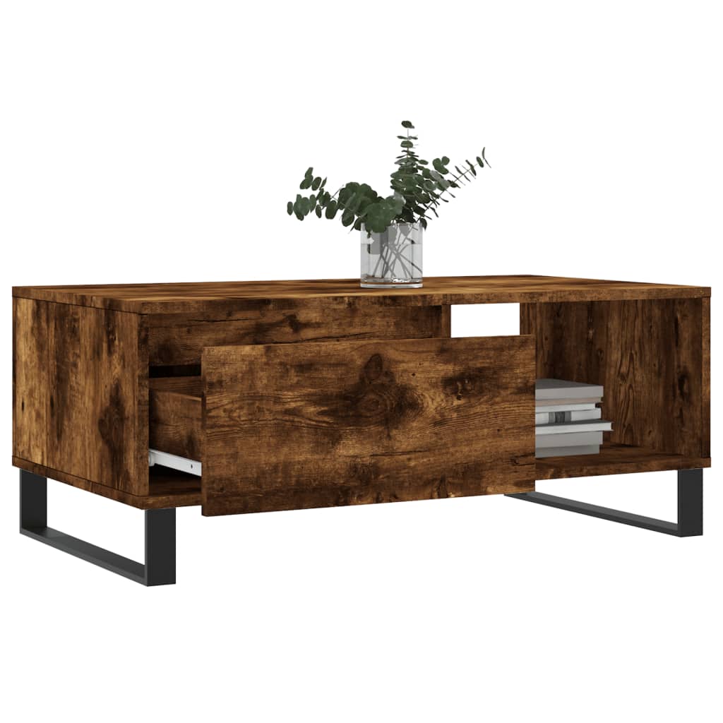 vidaXL Table basse chêne fumé 90x50x36,5 cm bois d'ingénierie