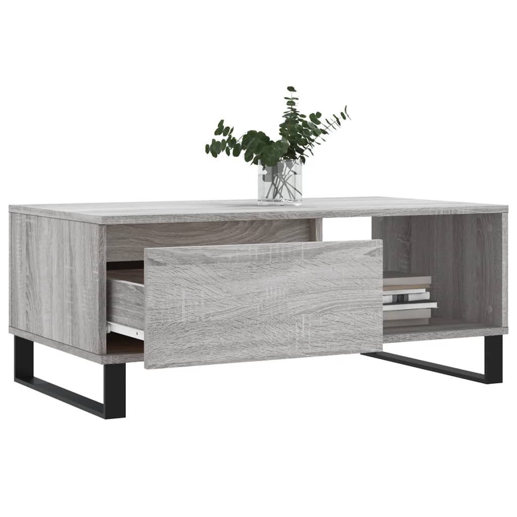 vidaXL Table basse gris sonoma 90x50x36,5 cm en bois d'ingénierie