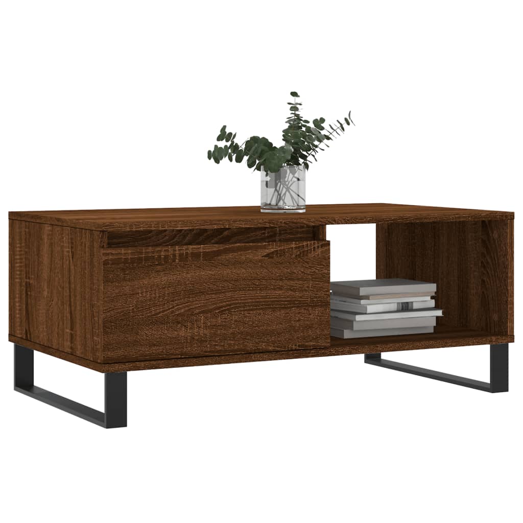vidaXL Table basse marron aspect chêne 90x50x36,5 cm bois d'ingénierie