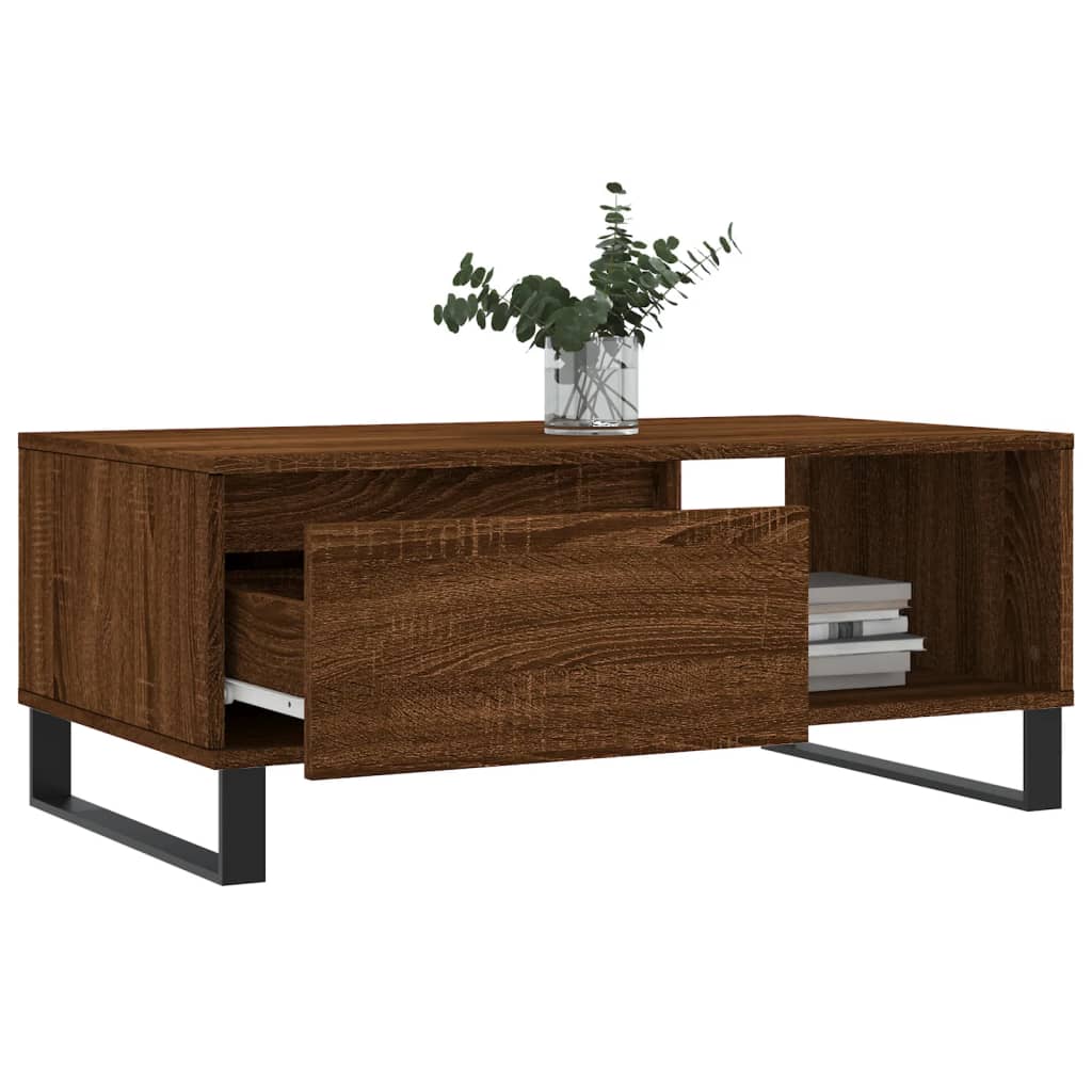 vidaXL Table basse marron aspect chêne 90x50x36,5 cm bois d'ingénierie