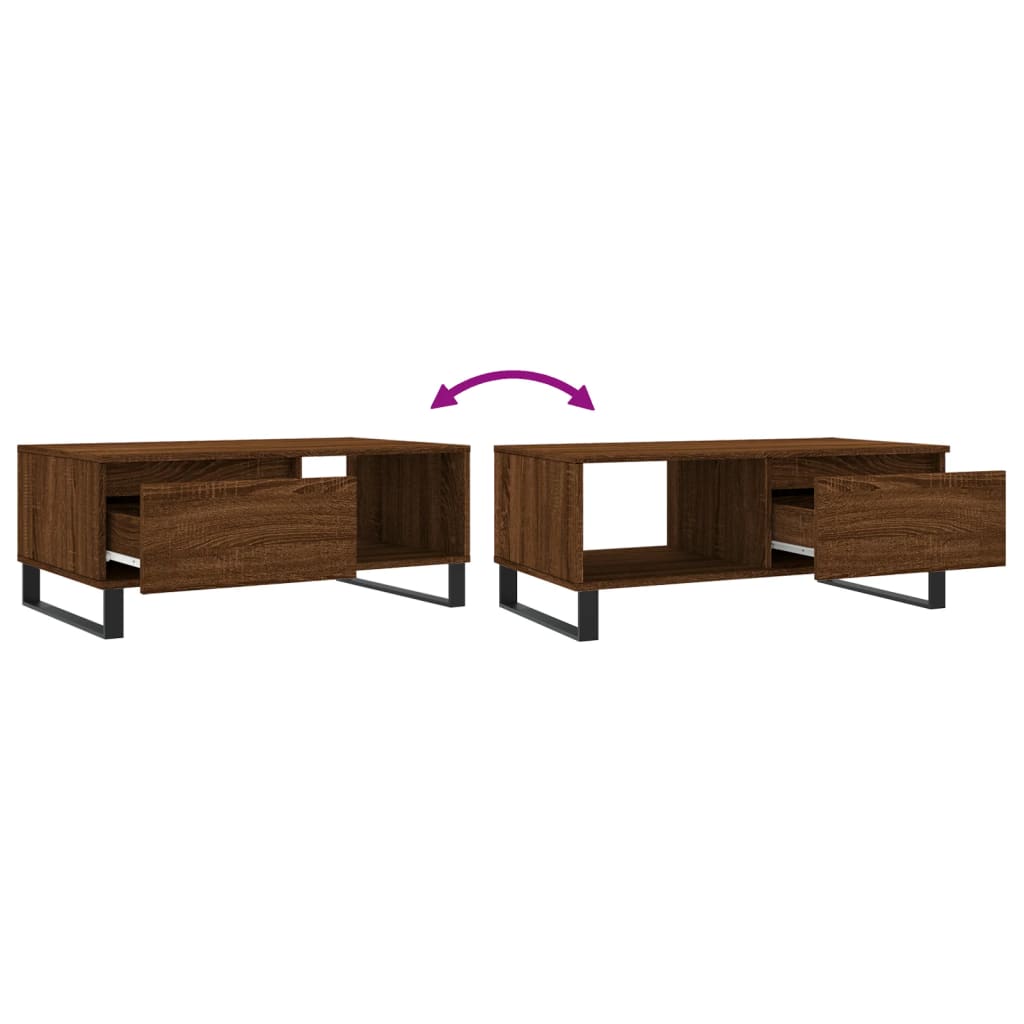 vidaXL Table basse marron aspect chêne 90x50x36,5 cm bois d'ingénierie