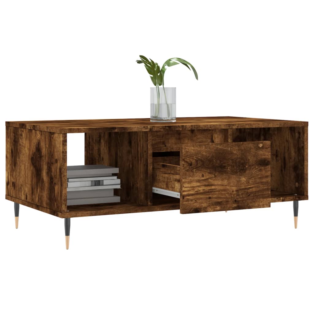 vidaXL Table basse chêne fumé 90x50x36,5 cm bois d'ingénierie