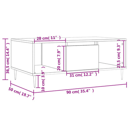 vidaXL Table basse chêne fumé 90x50x36,5 cm bois d'ingénierie