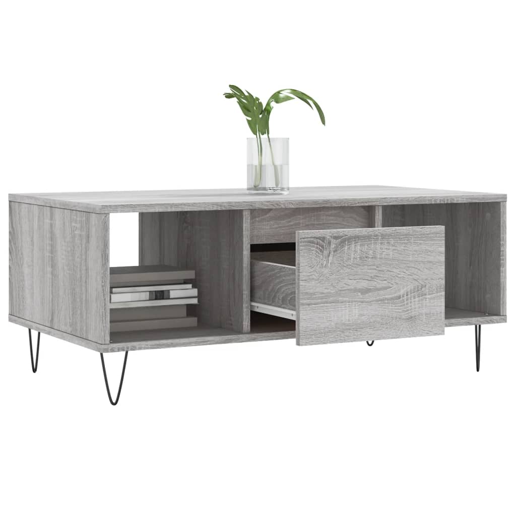 vidaXL Table basse gris sonoma 90x50x36,5 cm en bois d'ingénierie