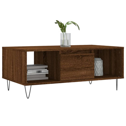 vidaXL Table basse marron aspect chêne 90x50x36,5 cm bois d'ingénierie