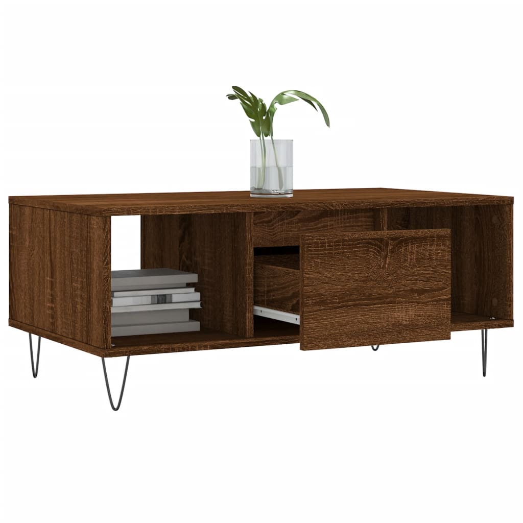 vidaXL Table basse marron aspect chêne 90x50x36,5 cm bois d'ingénierie