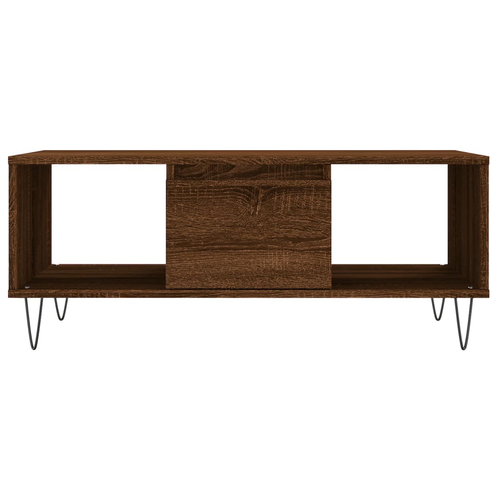 vidaXL Table basse marron aspect chêne 90x50x36,5 cm bois d'ingénierie