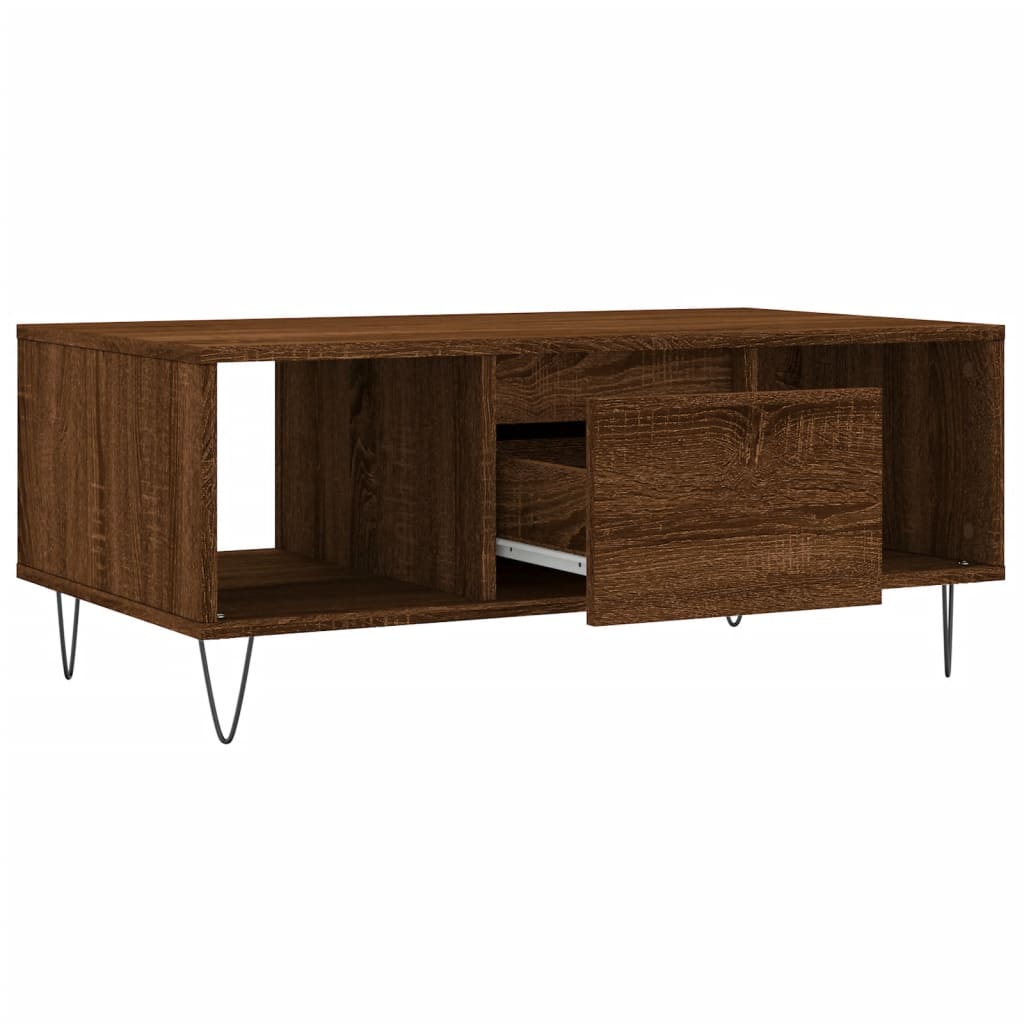 vidaXL Table basse marron aspect chêne 90x50x36,5 cm bois d'ingénierie