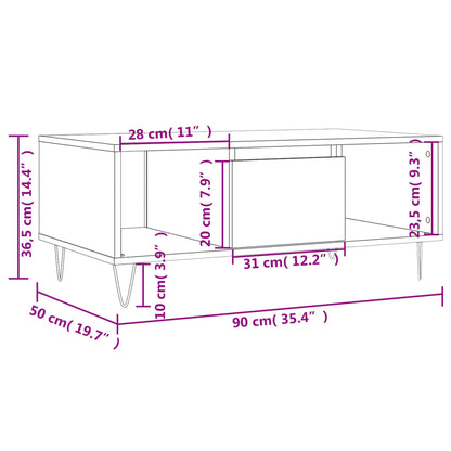 vidaXL Table basse marron aspect chêne 90x50x36,5 cm bois d'ingénierie