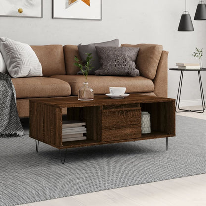 vidaXL Table basse marron aspect chêne 90x50x36,5 cm bois d'ingénierie