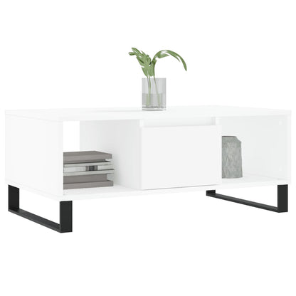 vidaXL Table basse blanche 90x50x36,5 cm en bois d'ingénierie
