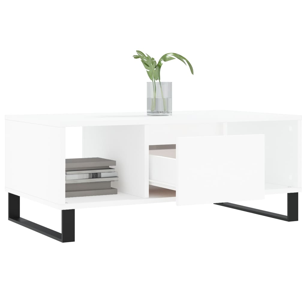 vidaXL Table basse blanche 90x50x36,5 cm en bois d'ingénierie