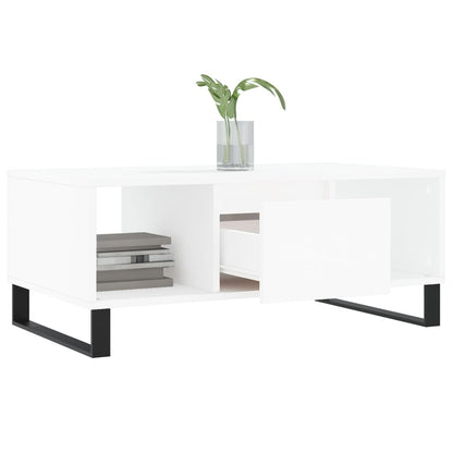 vidaXL Table basse blanche 90x50x36,5 cm en bois d'ingénierie
