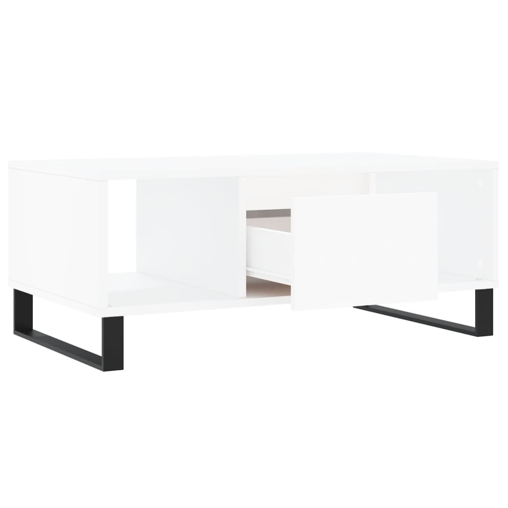 vidaXL Table basse blanche 90x50x36,5 cm en bois d'ingénierie