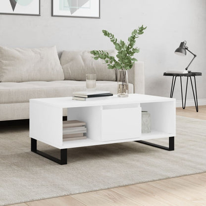 vidaXL Table basse blanche 90x50x36,5 cm en bois d'ingénierie