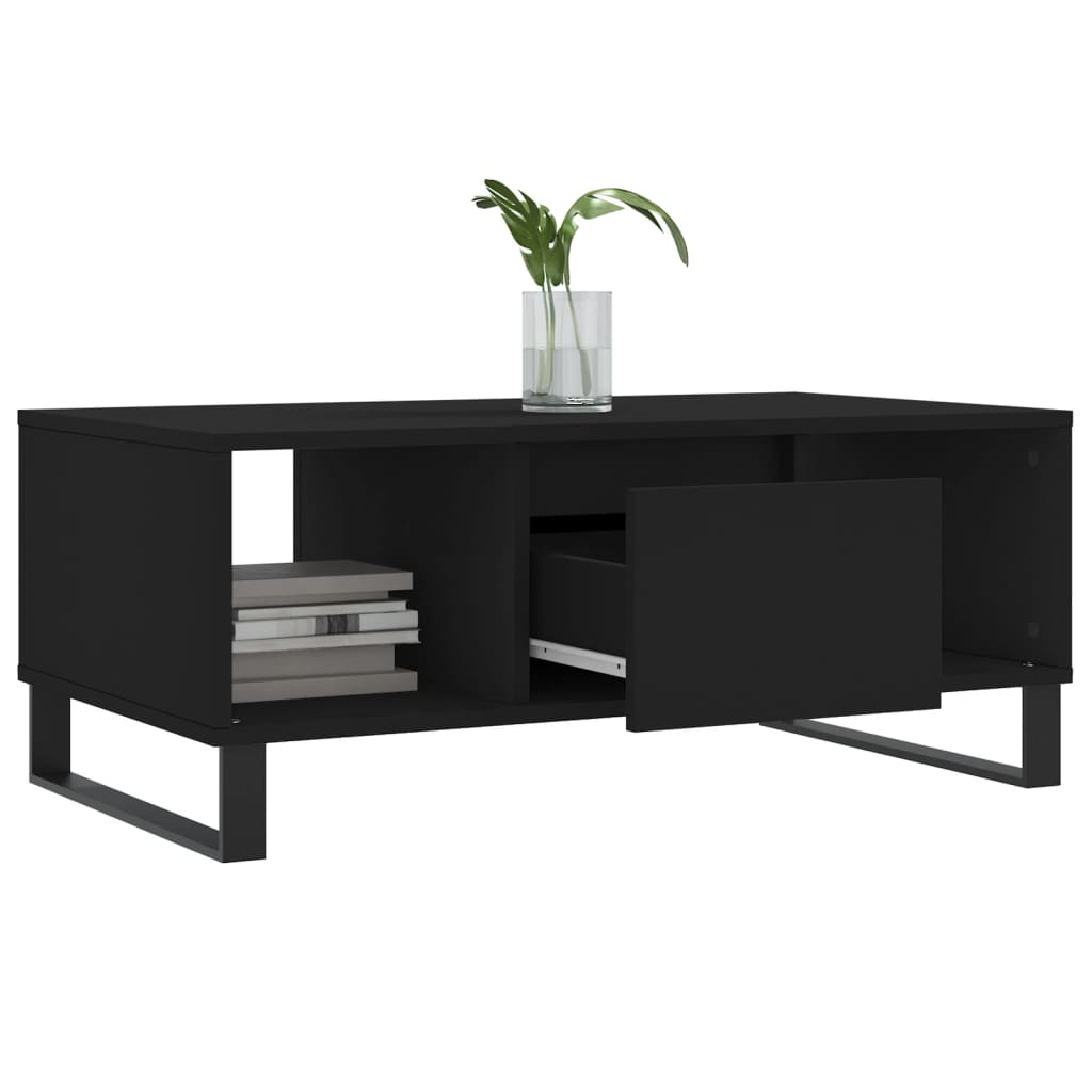 vidaXL Table basse noire 90x50x36,5 cm en bois d'ingénierie