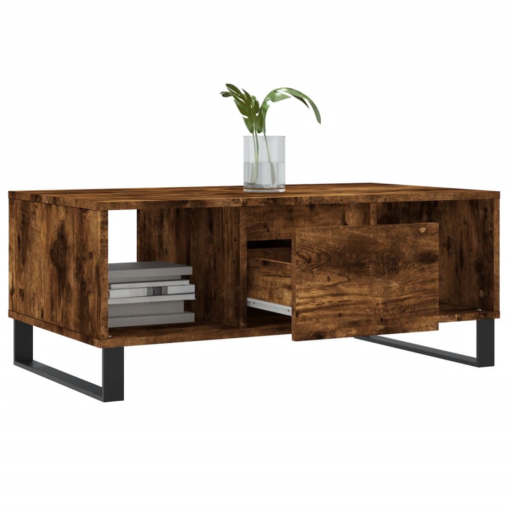 vidaXL Table basse chêne fumé 90x50x36,5 cm bois d'ingénierie