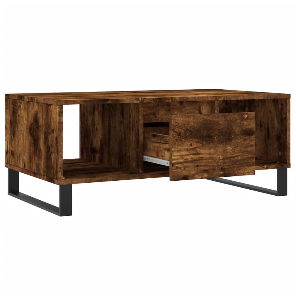 vidaXL Table basse chêne fumé 90x50x36,5 cm bois d'ingénierie