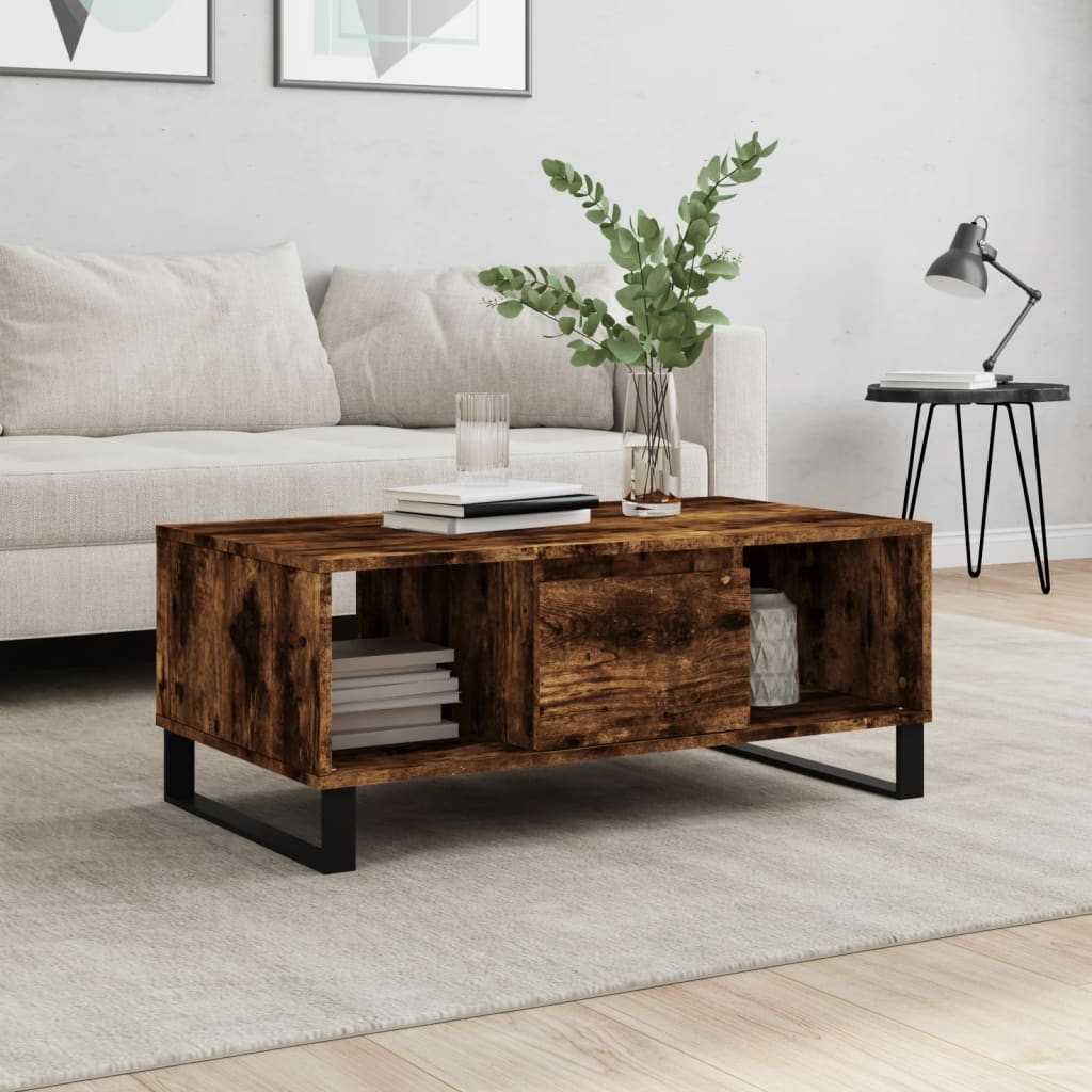 vidaXL Table basse chêne fumé 90x50x36,5 cm bois d'ingénierie