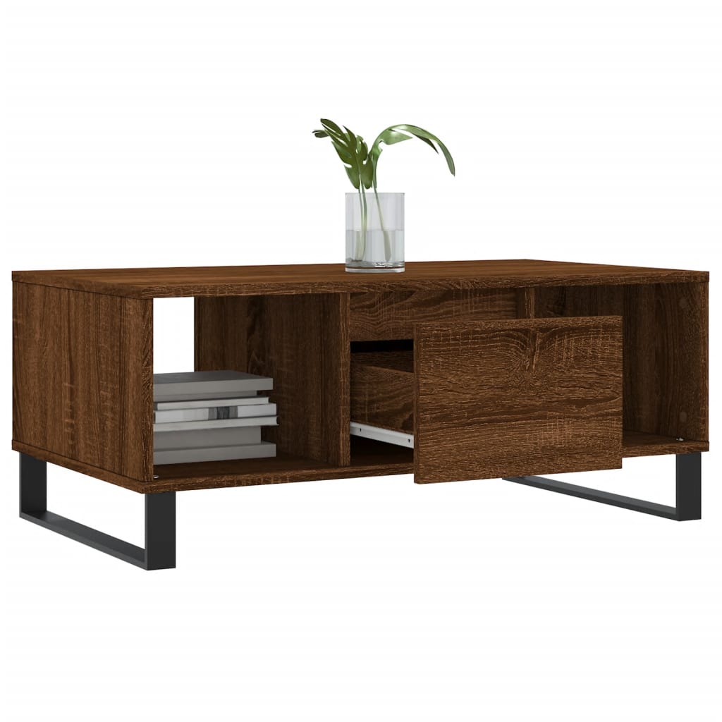 vidaXL Table basse marron aspect chêne 90x50x36,5 cm bois d'ingénierie