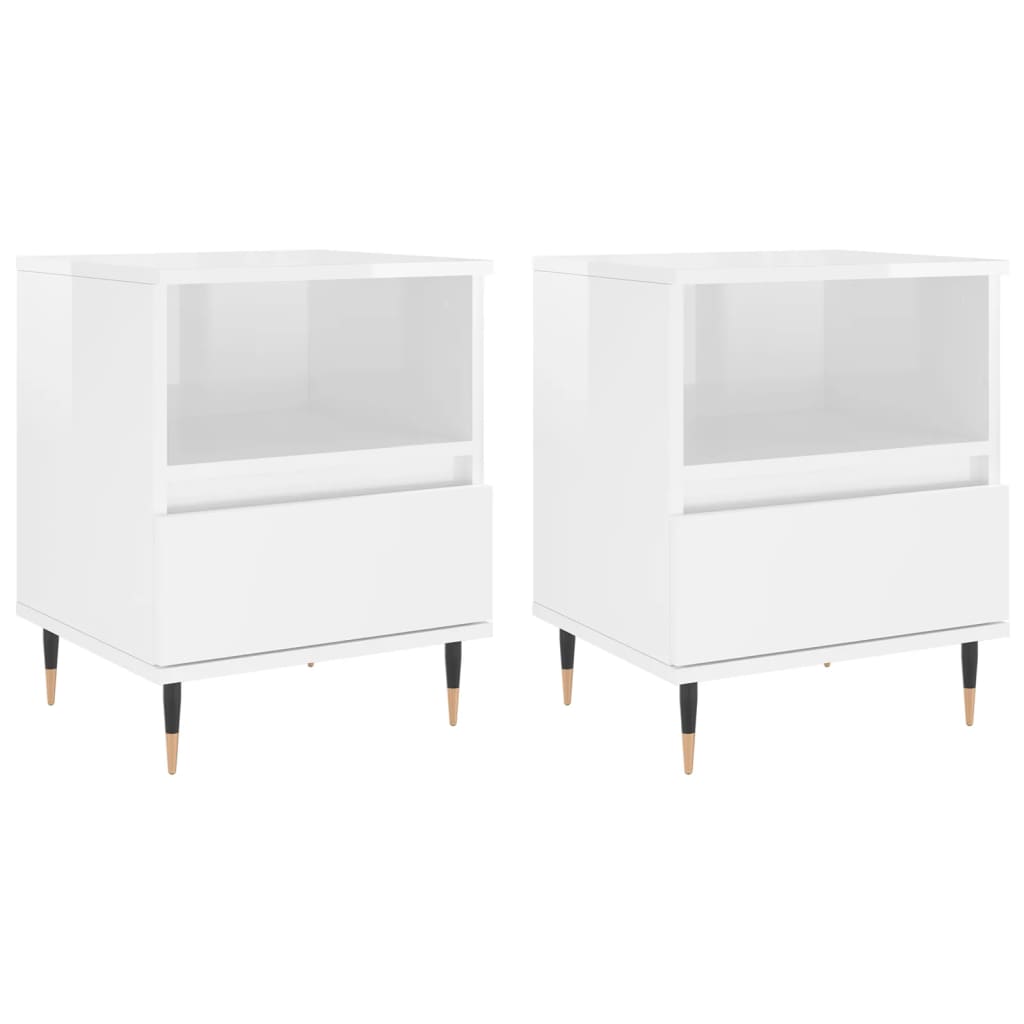 vidaXL Tables de chevet 2 pcs. Blanc brillant 40x35x50 cm Bois d'ingénierie