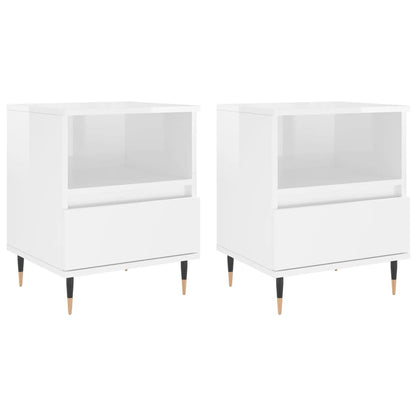 vidaXL Tables de chevet 2 pcs. Blanc brillant 40x35x50 cm Bois d'ingénierie