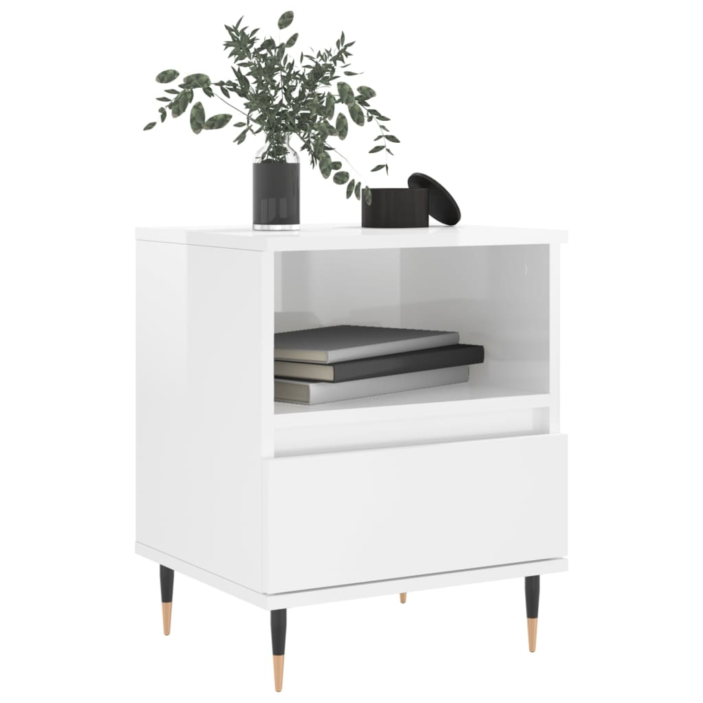 vidaXL Tables de chevet 2 pcs. Blanc brillant 40x35x50 cm Bois d'ingénierie