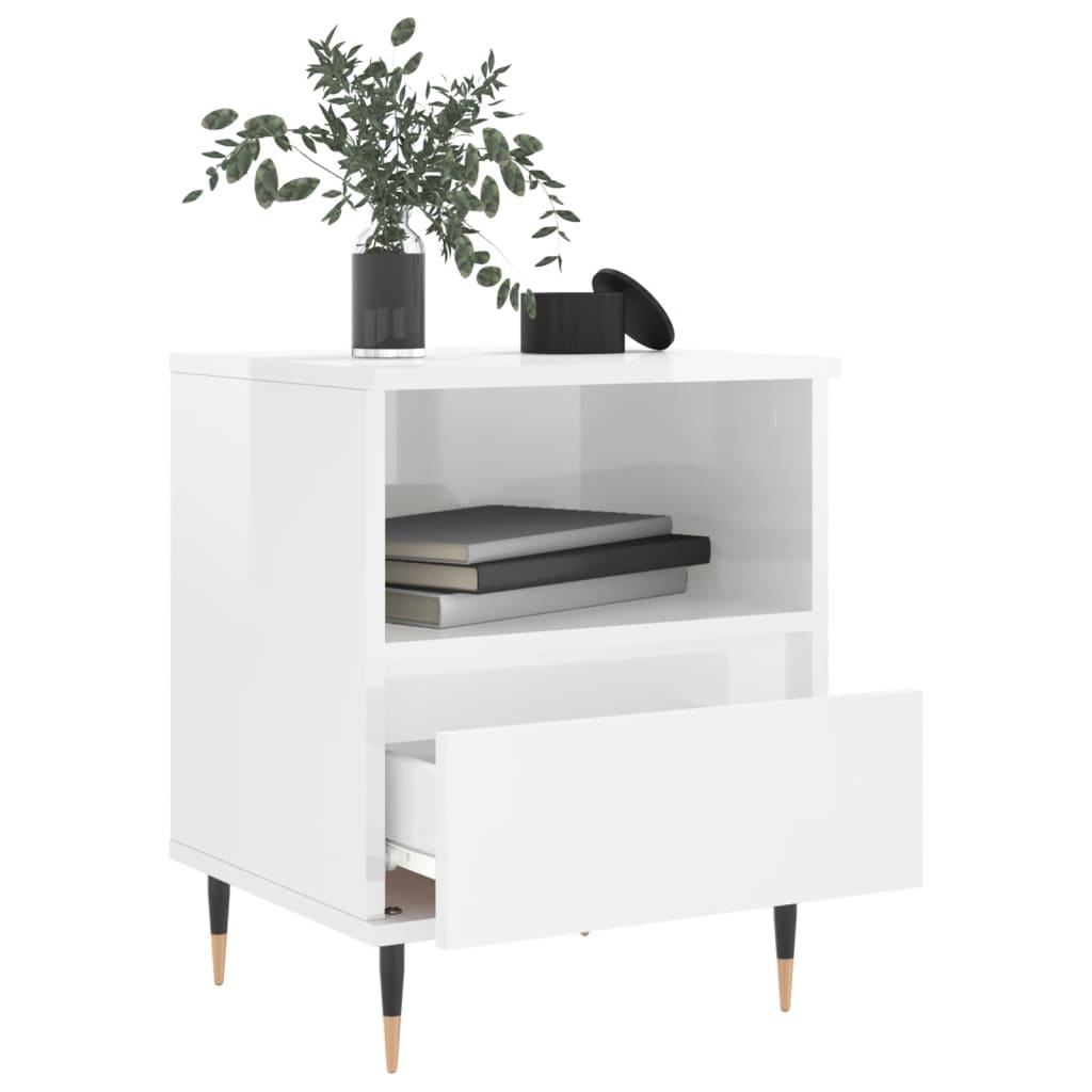 vidaXL Tables de chevet 2 pcs. Blanc brillant 40x35x50 cm Bois d'ingénierie