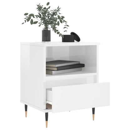 vidaXL Tables de chevet 2 pcs. Blanc brillant 40x35x50 cm Bois d'ingénierie
