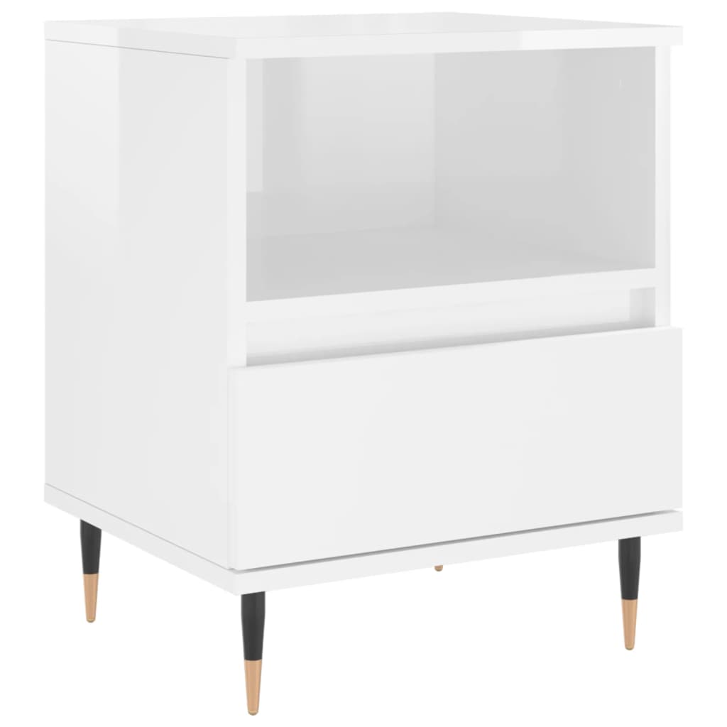 vidaXL Tables de chevet 2 pcs. Blanc brillant 40x35x50 cm Bois d'ingénierie