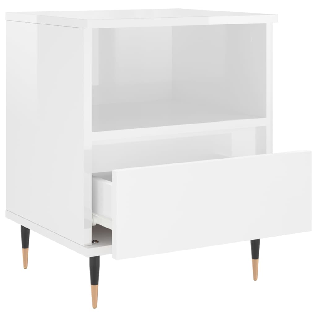 vidaXL Tables de chevet 2 pcs. Blanc brillant 40x35x50 cm Bois d'ingénierie