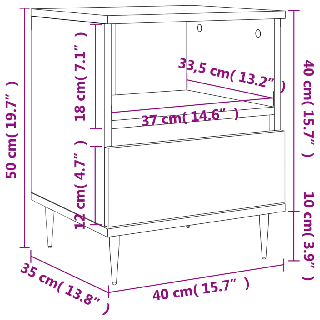 vidaXL Nachttisch Sonoma-Eiche 40x35x50 cm Holzwerkstoff