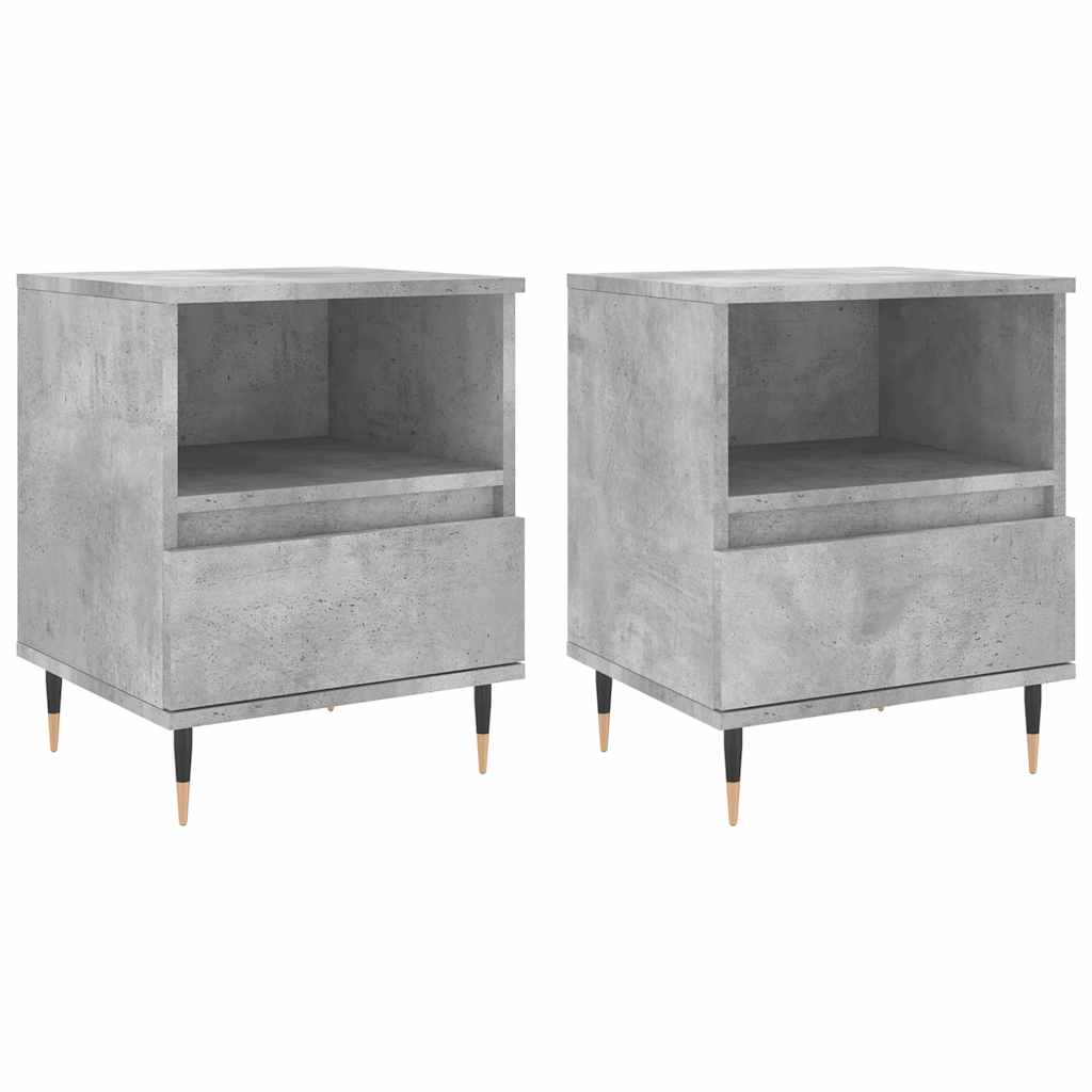 vidaXL Tables de chevet 2 pcs Gris béton 40x35x50 cm Bois d'ingénierie