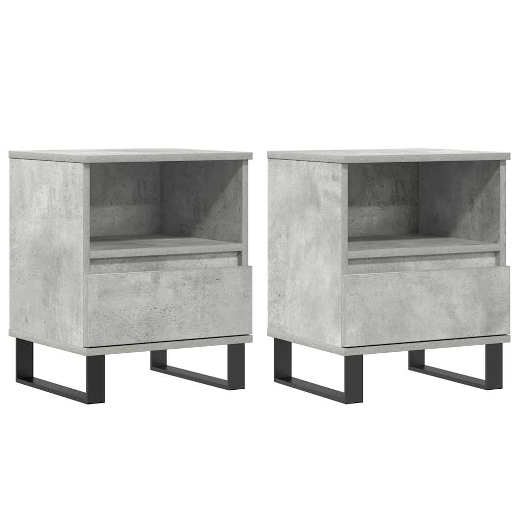 vidaXL Nachttische 2 Stk. Betongrau 40x35x50 cm Holzwerkstoff