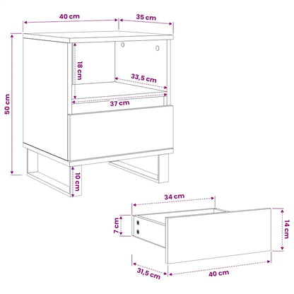 vidaXL Tables de chevet 2 pcs Chêne fumé 40x35x50 cm Bois d'ingénierie