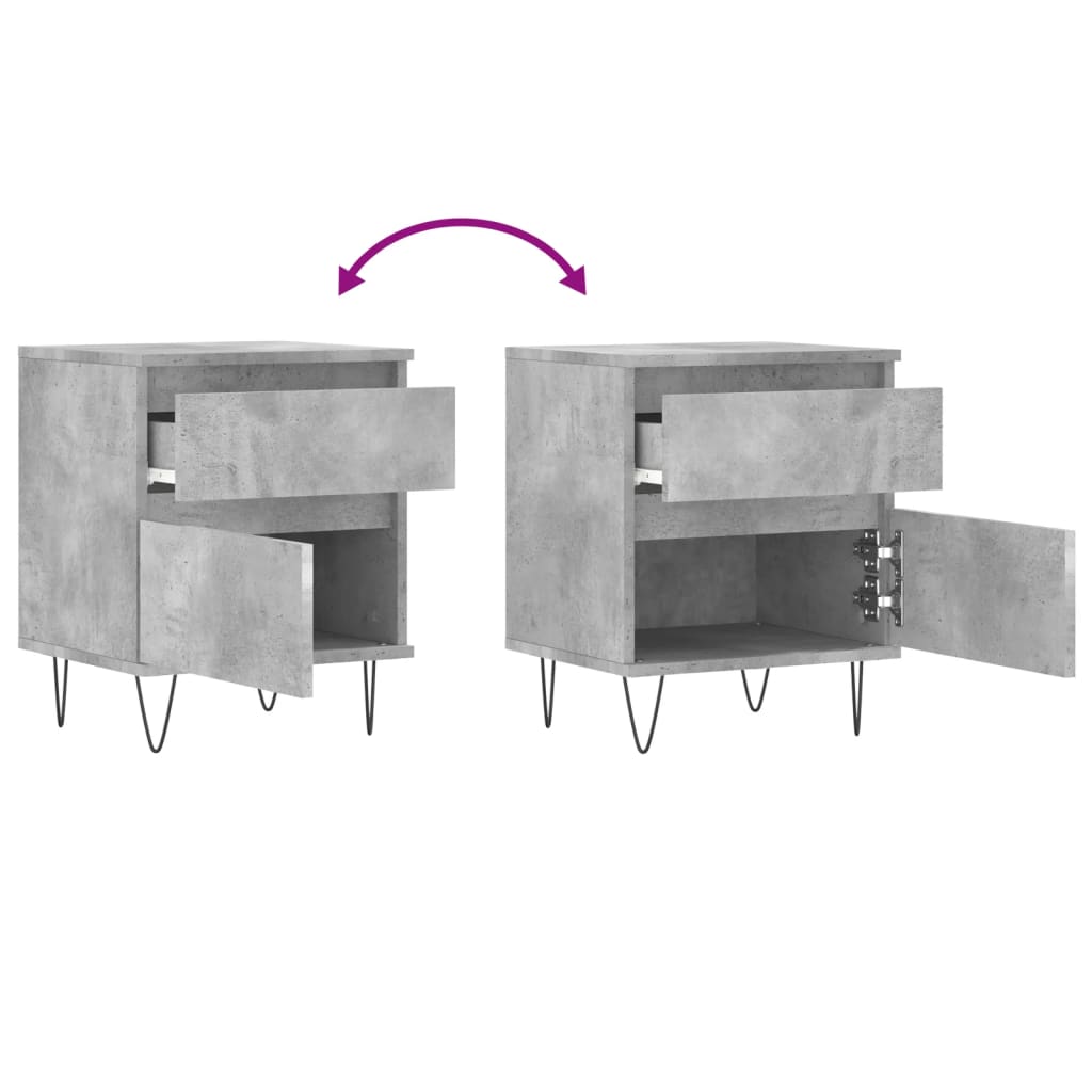 vidaXL Table de chevet gris béton 40x35x50 cm Bois d'ingénierie
