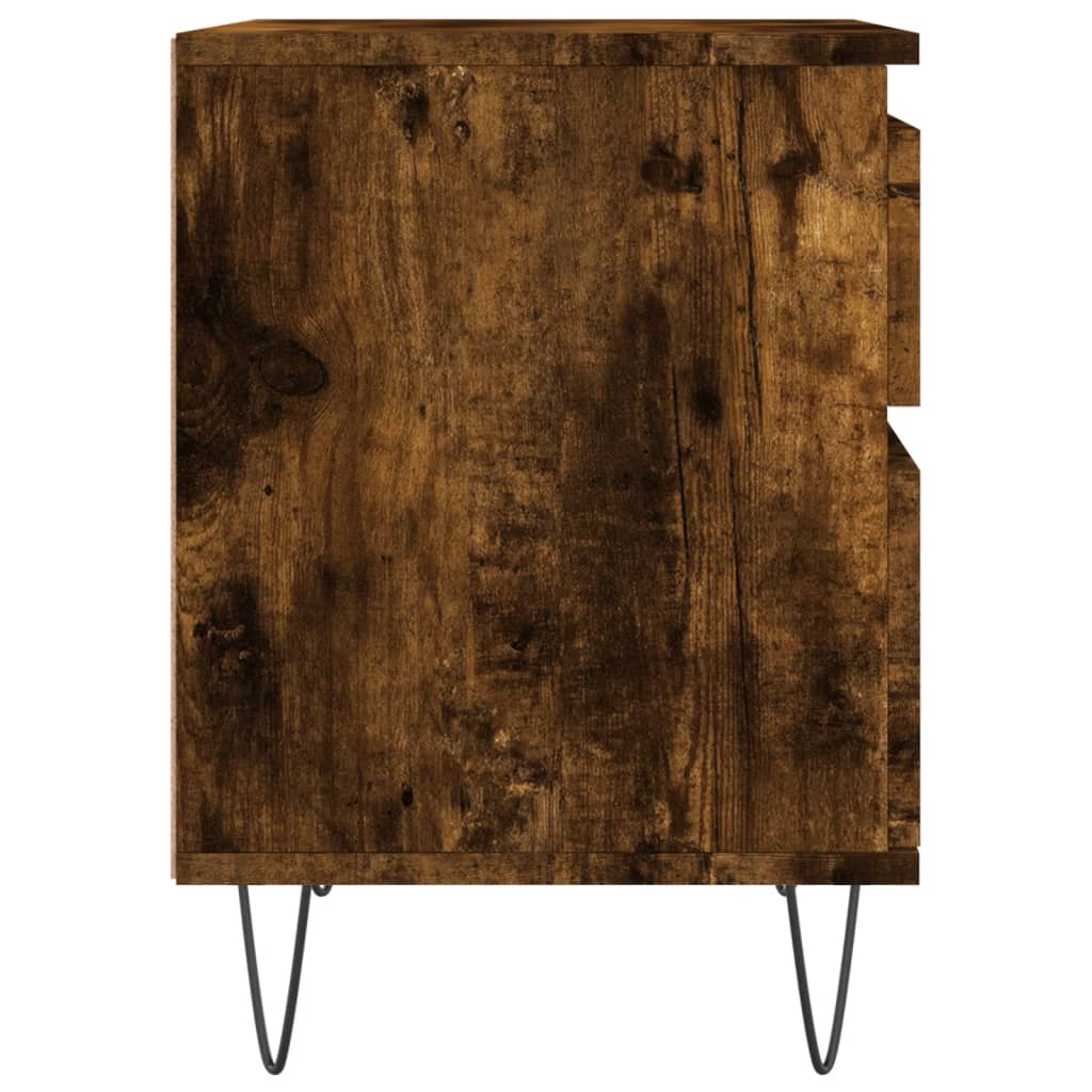 vidaXL Nachttische 2 Stk. Räuchereiche 40x35x50 cm Holzwerkstoff