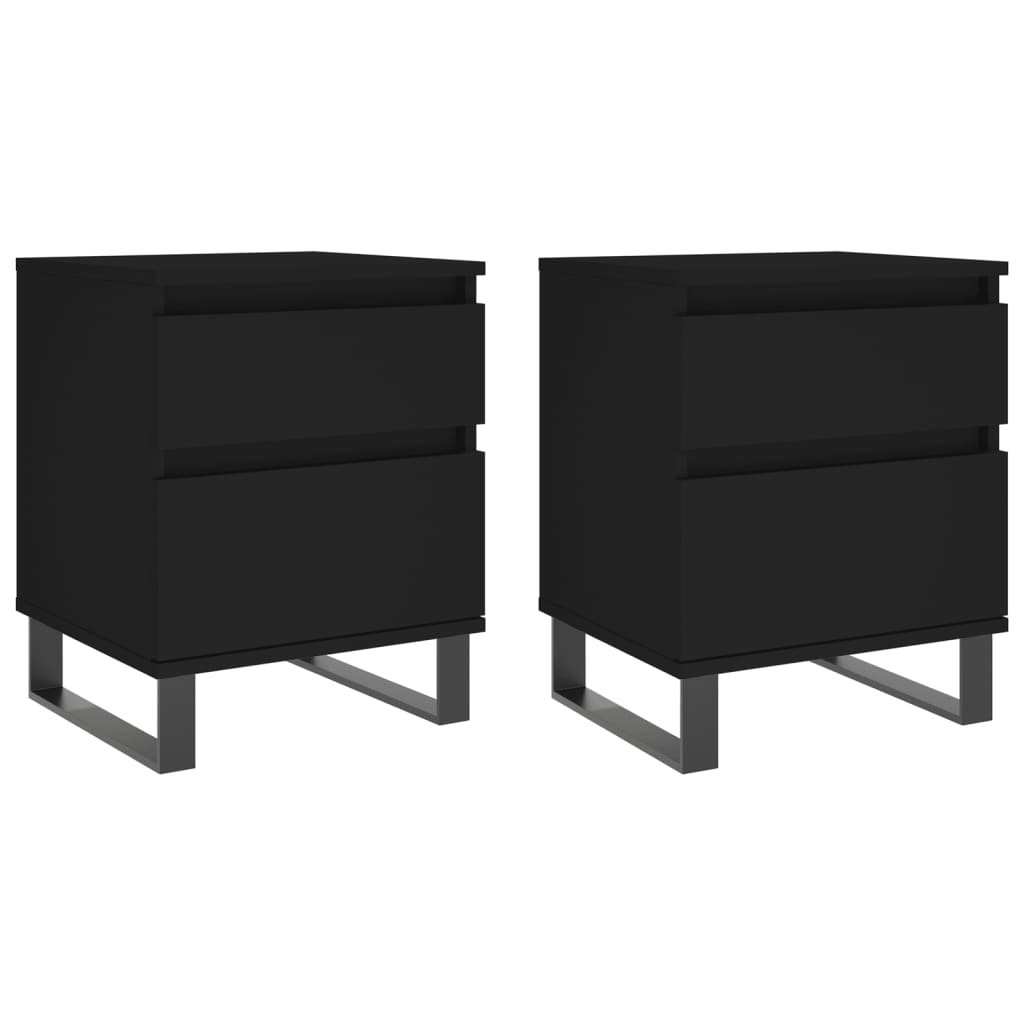 vidaXL Tables de chevet 2 pcs Noir 40x35x50 cm Bois d'ingénierie