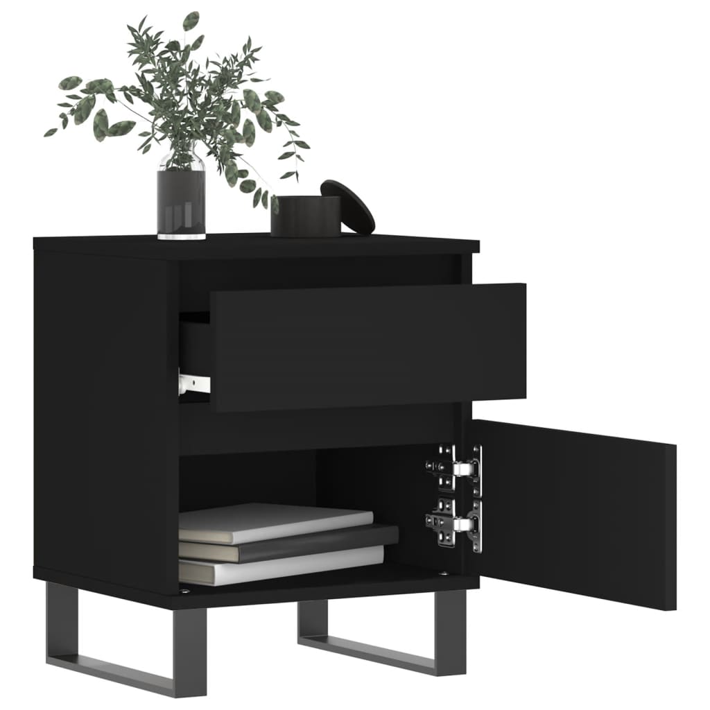 vidaXL Tables de chevet 2 pcs Noir 40x35x50 cm Bois d'ingénierie