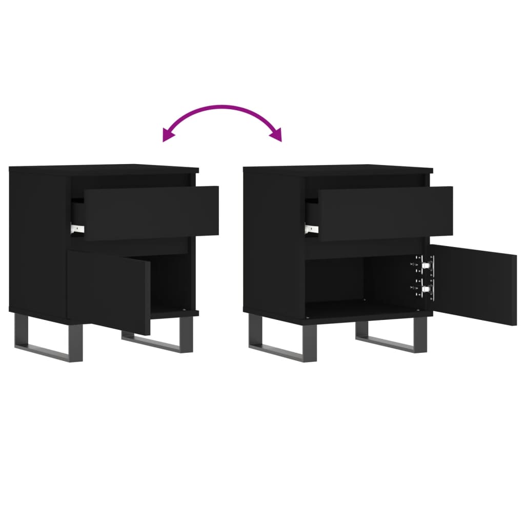 vidaXL Tables de chevet 2 pcs Noir 40x35x50 cm Bois d'ingénierie