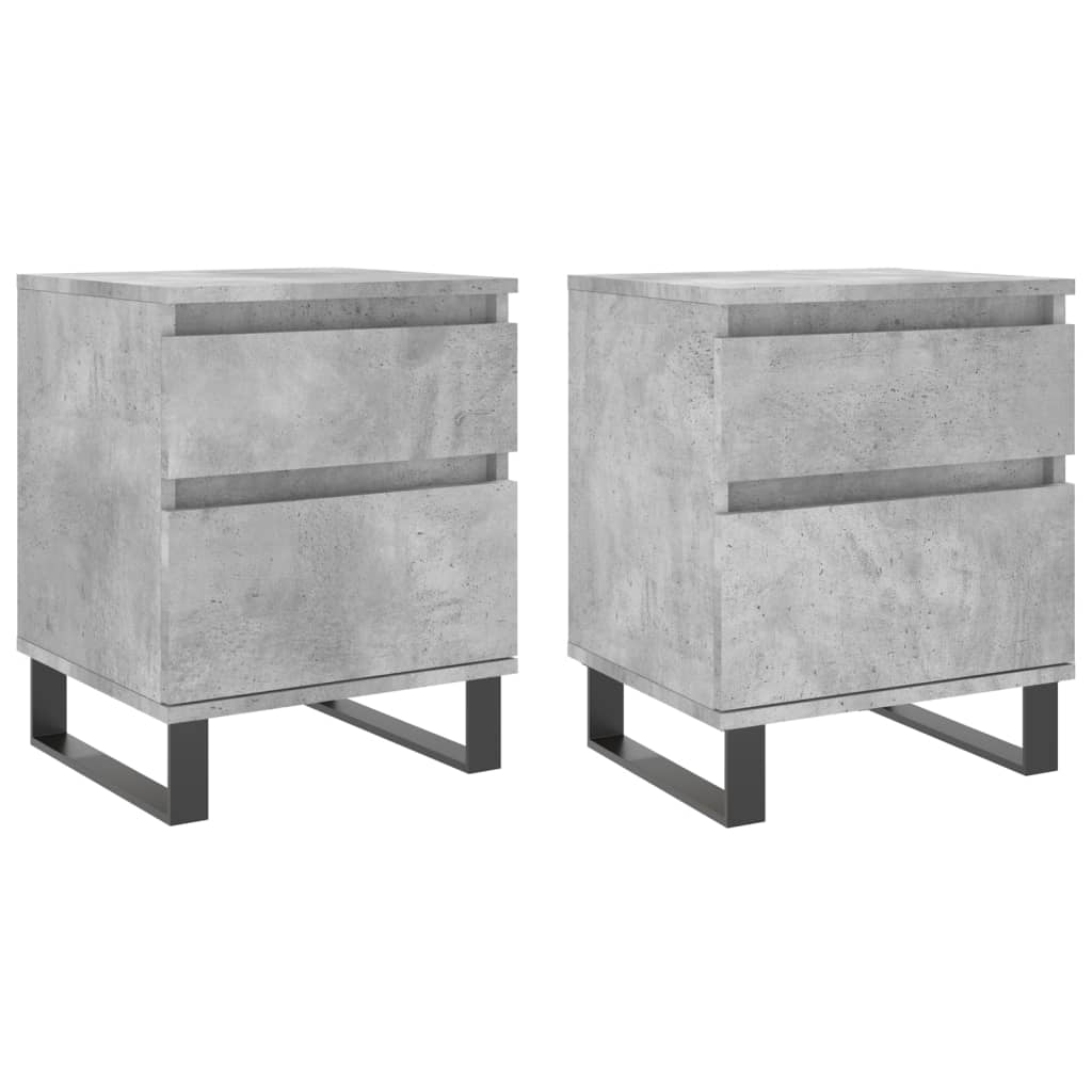 vidaXL Tables de chevet 2 pcs Gris béton 40x35x50 cm Bois d'ingénierie