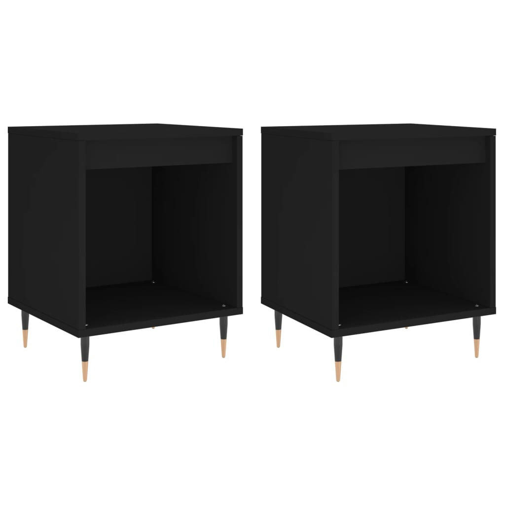 vidaXL Tables de chevet 2 pcs Noir 40x35x50 cm Bois d'ingénierie