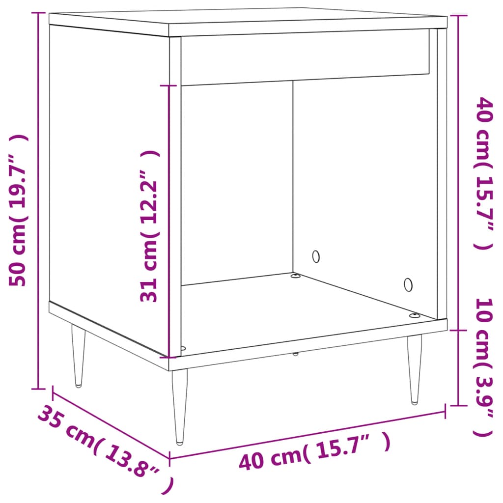 vidaXL Tables de chevet 2 pcs Noir 40x35x50 cm Bois d'ingénierie