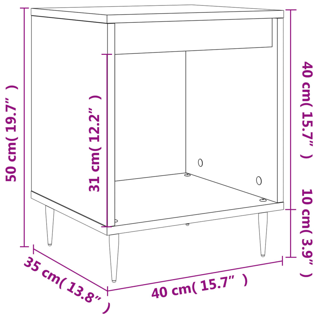 vidaXL Tables de chevet 2 pcs Gris béton 40x35x50 cm Bois d'ingénierie