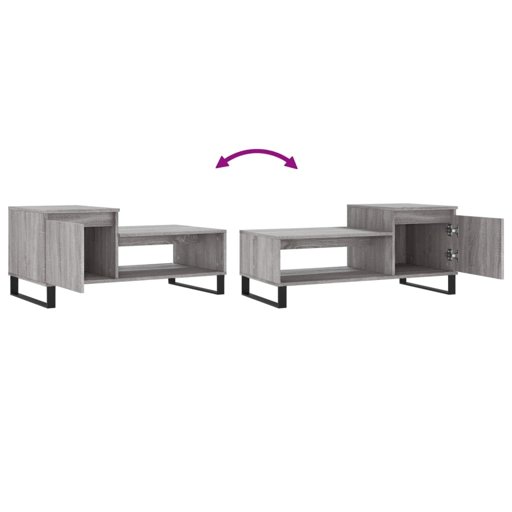vidaXL Table basse grise Sonoma 100x50x45 cm en bois d'ingénierie