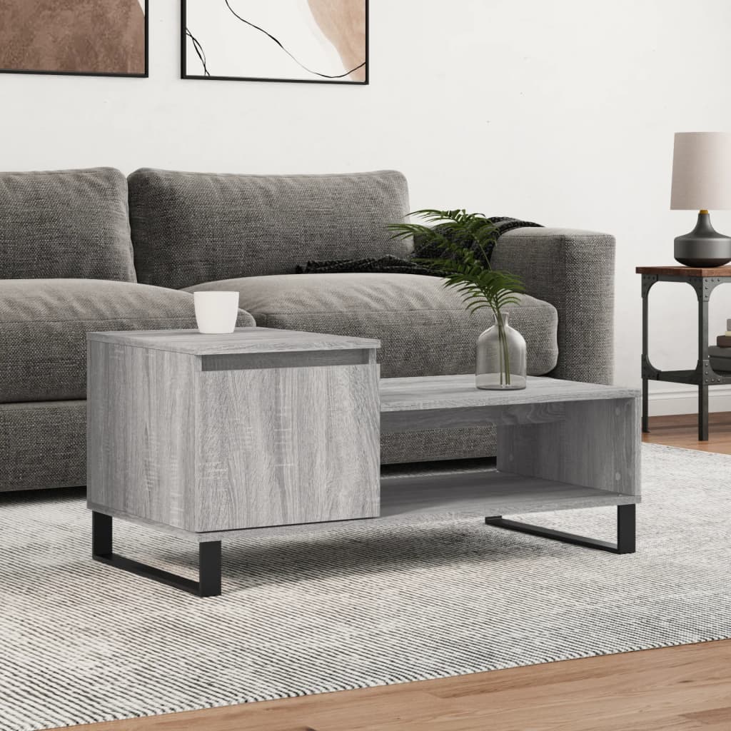 vidaXL Table basse grise Sonoma 100x50x45 cm en bois d'ingénierie