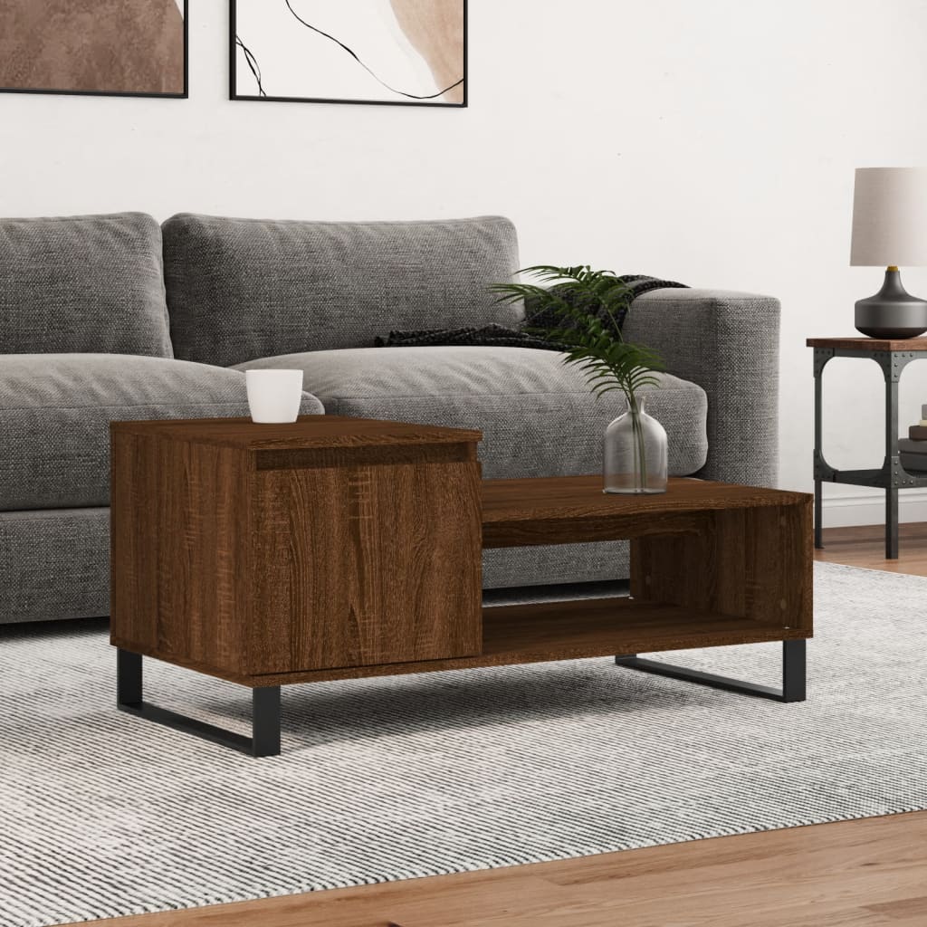 vidaXL Table basse marron aspect chêne 100x50x45 cm Bois d'ingénierie
