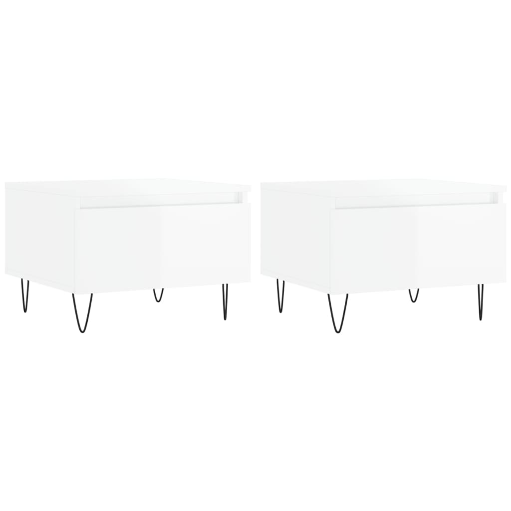 vidaXL Tables basses 2 pcs Blanc brillant 50x46x35 cm Aggloméré