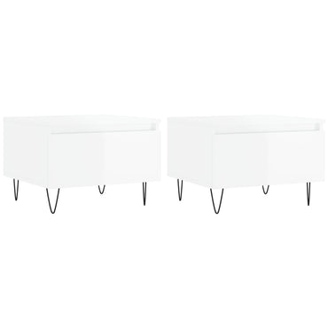vidaXL Tables basses 2 pcs Blanc brillant 50x46x35 cm Aggloméré